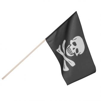 Piratenfahne:30 x 45 cm / 80 cm, schwarz 