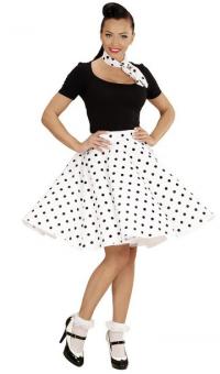 Dotted skirt from the 50s: with scarf:white 