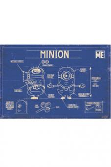 Minions Despicable Me: Poster Minion Blue Print:61 x 91 cm 