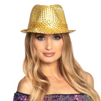 Glitter Trilby Hat : with Glitter Pailletten:or/gold 