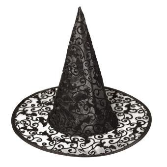 Chapeau de sorcière: avec bord en dentelle:noir 