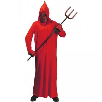 Devil costume: hooded robe with mask:red 