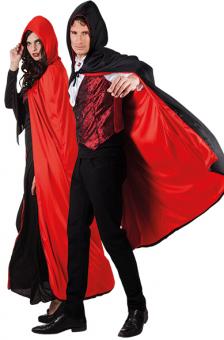 Vampir Umhang umkehrbar, unisex:170 cm, schwarz/rot 