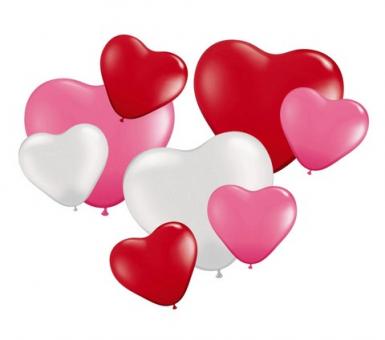 Herzballons, sortiert:8 Stück, 6 - 25 cm, mehrfarbig 