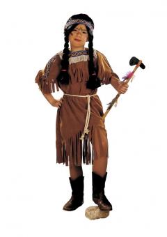 Indianerin/Squaw Kinderkostüm mit Kordel:braun 
