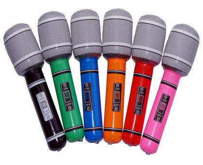 Aufblasbares Mikrofon 1 Stück:24 cm, mehrfarbig 