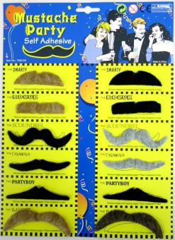 Moustache-Set  avec 12 Moustaches:12 pièce, multicolore 