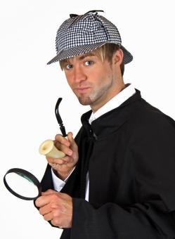 Detective set, 3 pieces: hat, pipe, magnifying glass:black 