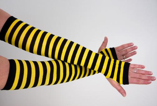 Fingerlose Bienen-Armstulpen:gelb 