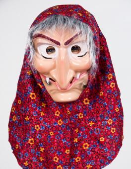 Masque de sorcière avec foulard et cheveux, PVC 