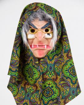 Masque de sorcière avec foulard et cheveux, PVC 
