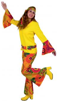 Hippie costume: shirt, bell bottoms, belt, headband:colorful 