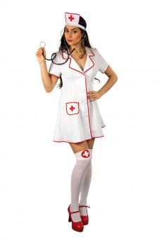 Krankenschwester Damenkostüm: Kleid und Häubchen 