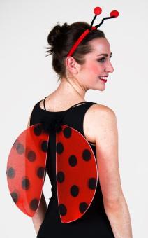 Ladybug wings with feelers:red/black 