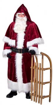 Nikolausmantel mit Pellerine und Kapuze: 
Weihnachtsmann Kostüm inklusive Gürtel:rot 