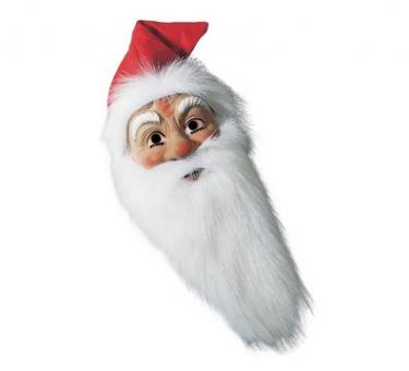 Santa Claus mask with plush beard and hat 