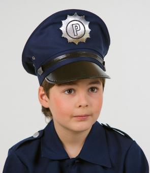 Chapeau de police pour enfants:bleu 