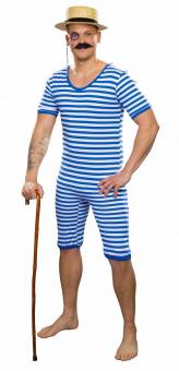 Striped swimsuit:blue/white 