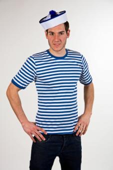 Chemise rayée, unisexe:bleu/blanc 