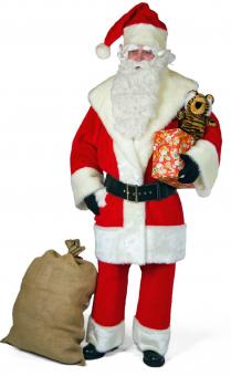 Santa Claus deluxe Suit: Jacket, Pants, Hat 