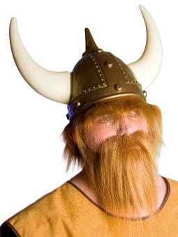 Casque viking avec cornes et cheveux 