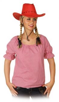 Checkered blouse, shortsleeve:red/white 