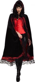 Cape with hood and lace:Onesize, black 