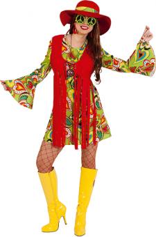 Hippie Kostüm: Kleid mit angenähter Weste:Grösse 46 ...