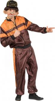 80er Jahre Trainingsanzug Mann: Jacke und Hose:braun 