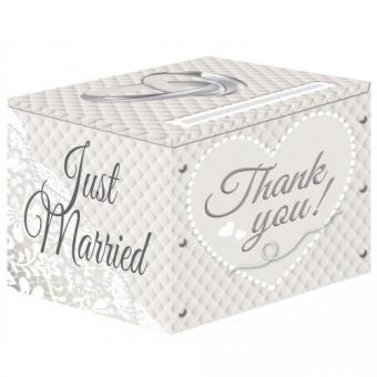 Boîte cadeau de mariage Just Married:30 x 30 x 25 cm, blanc 