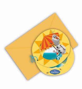 Frozen Invitation cards Olaf:6 Item, 9 cm x 14 cm, yellow 