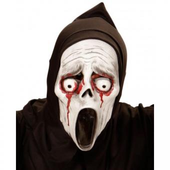 Maske Screaming Ghost mit Kapuze:weiss 