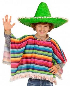 Mexikaner Poncho für Kinder:75 cm x 35 cm, bunt 