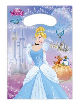 Cinderella Sacs cadeaux: Anniversaire des enfants Accessoires:6 pièce, 16,5 cm x 23 cm, bleu clair 