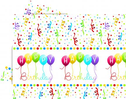 Happy Birthday Streamers Tablecloth:120x180cm, multicolored 