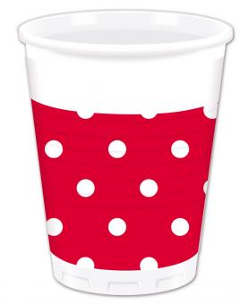 Party Cups Dots:8 Item, 2 dl, red 