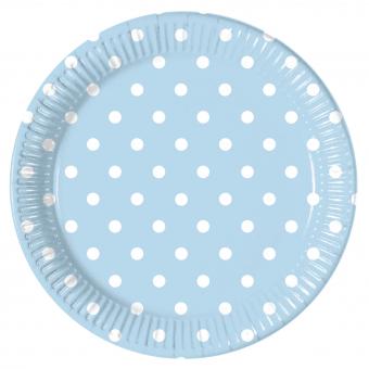 Party Plates Dots:8 Item, 23 cm, blue 