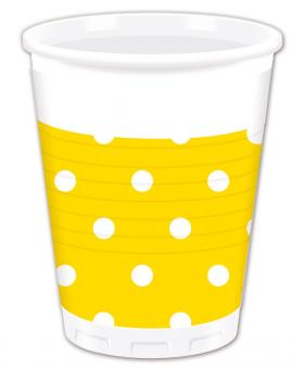 Party Cups Dots:8 Item, 2dl, yellow 