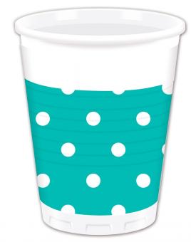Party Cups Dots:8 Item, 2 dl, turquoise 