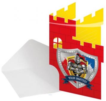 Knights Invitation cards:8 Item, 9 cm x 14 cm, red 