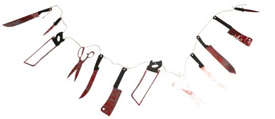 Blutiges Werkzeug Girlande: Halloween Dekoration:6 m / 30 cm, mehrfarbig 