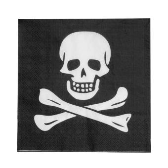 Piraten Servietten: Motiv Totenkopf:12 Stück, 33 x 33 cm, schwarz/weiss 