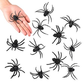 Scary spiders:12 Item, 3 x 6cm, black 