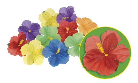 Hibiscus Dekoblüten: Hawaii Partydeko:24 Stück, bunt 
