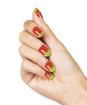 24 strawberry fingernails:red 