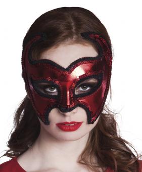 Teufel Augenmaske mit Pailletten:rot 