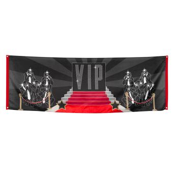 VIP Banner: Party Decoration:74 x 220cm, black/red 