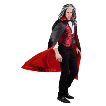 Cape de vampire réversible, unisexe:150 cm, noir/rouge 