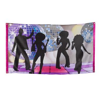 80er Disco Fahne: Party Dekoration:150 x 90 cm, mehrfarbig 