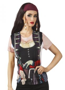 Piraten Girl Shirt, Fotorealistisch:schwarz 